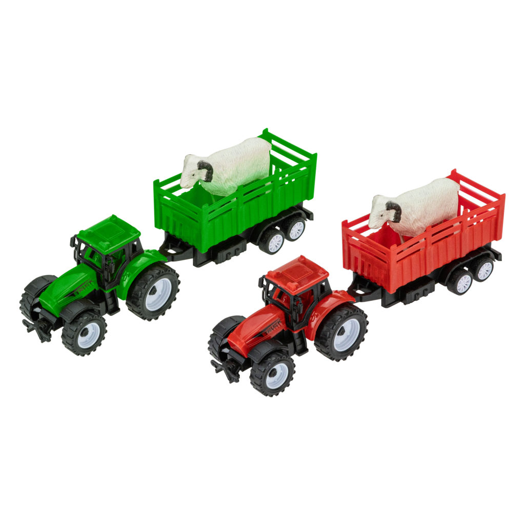 Traktor z przyczepką i zwierzątkiem mix kolorów 0657