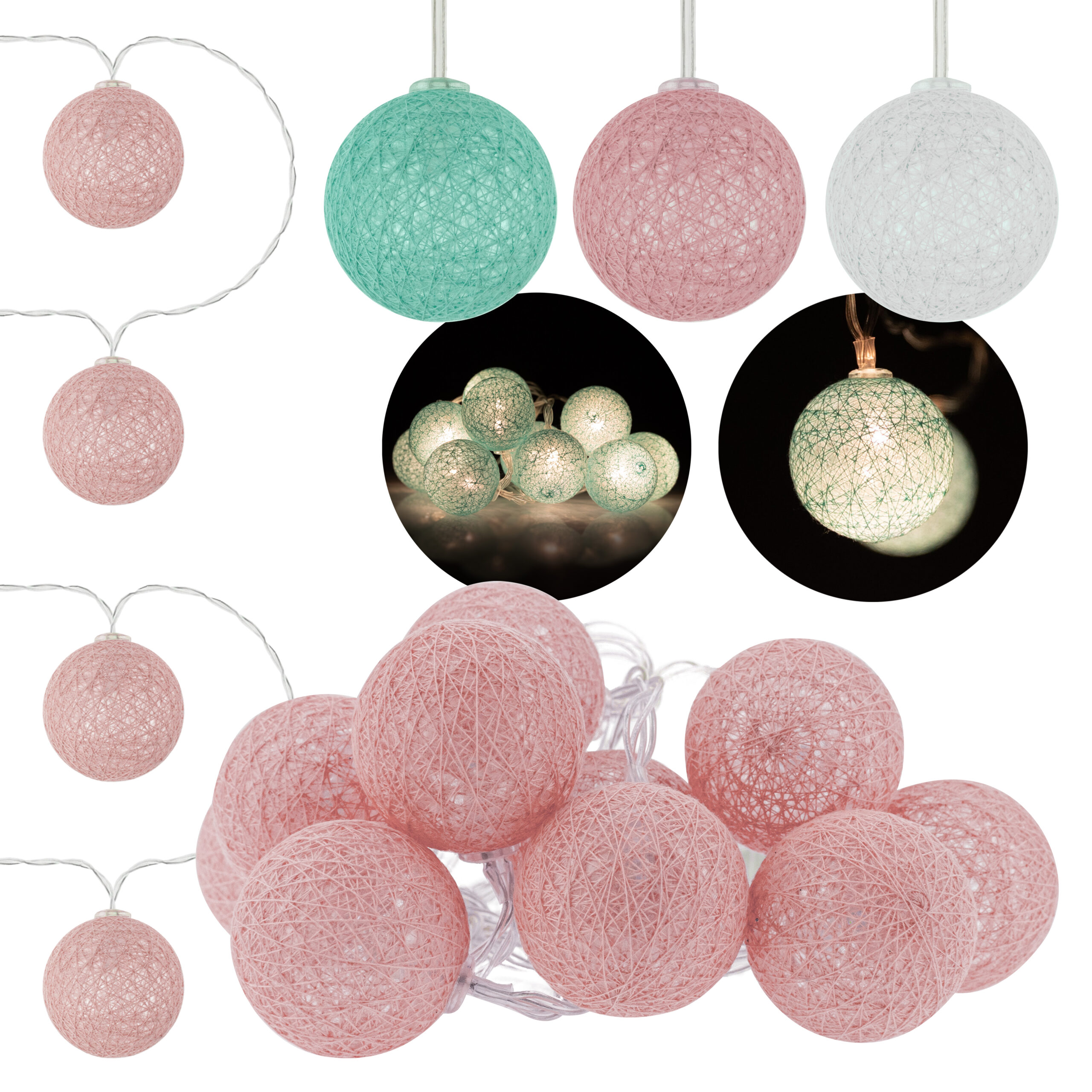 Lampki dekoracyjne cotton ball 10 szt. mix kolorów VERGIONIC 2182_12