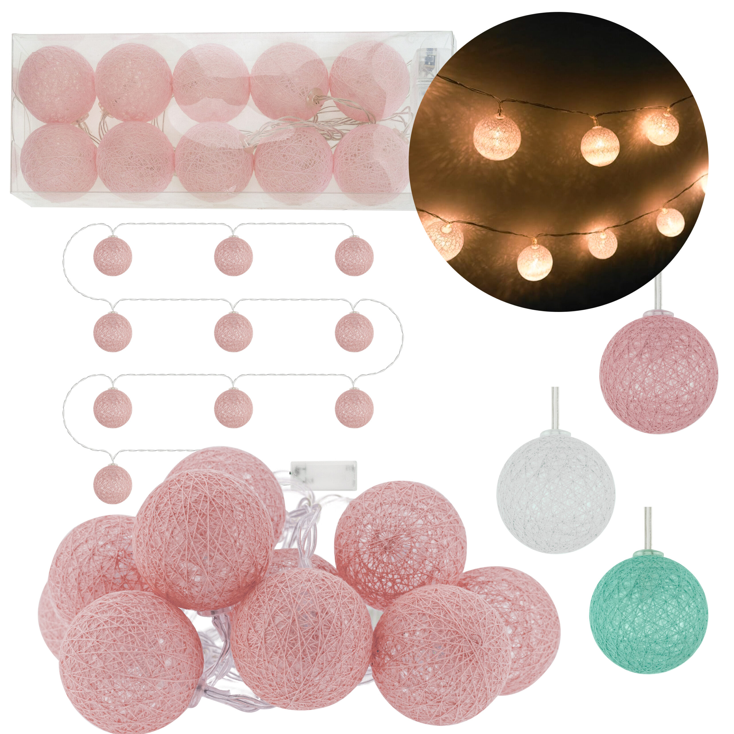 Lampki dekoracyjne cotton ball 10 szt. mix kolorów VERGIONIC 2182_14