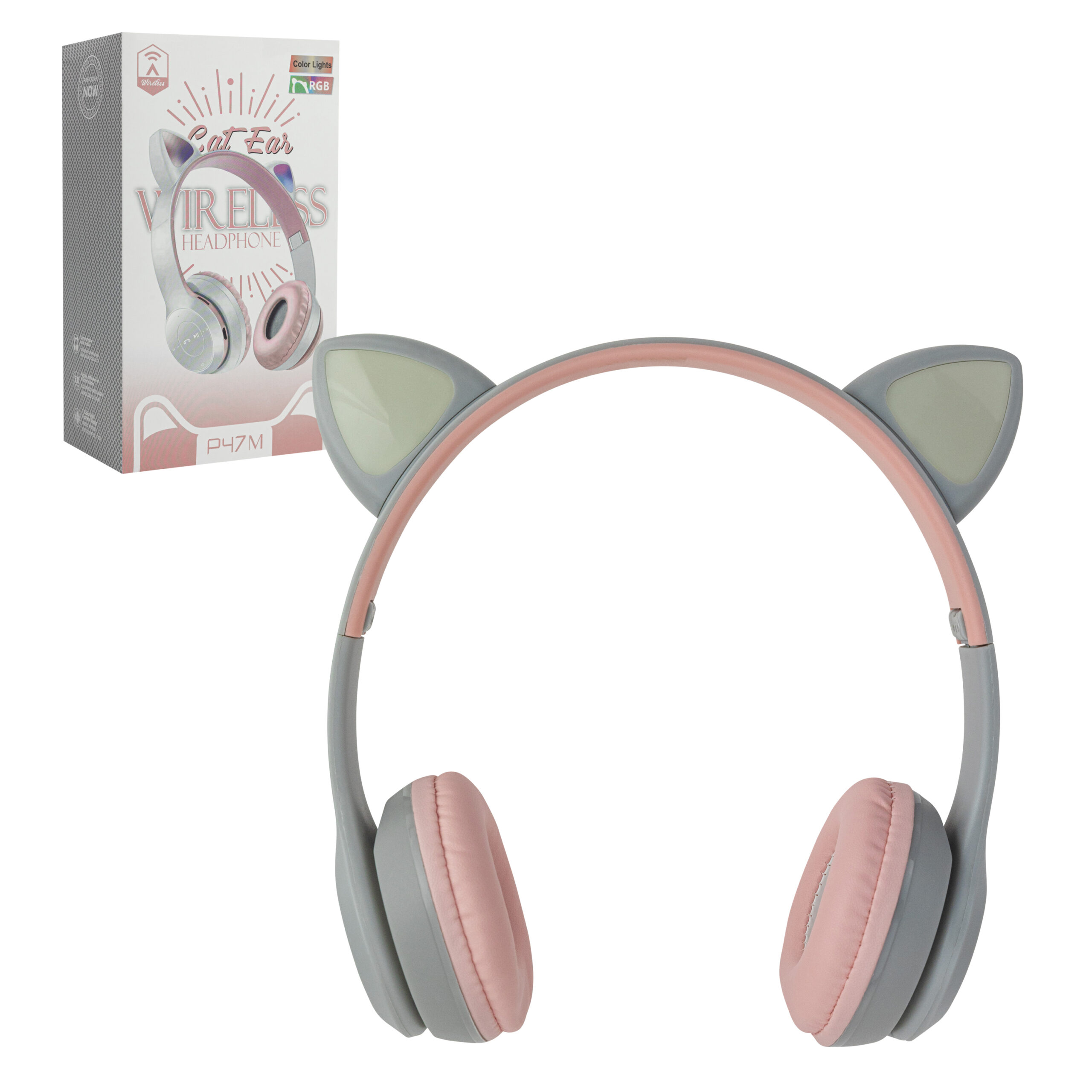Słuchawki bezprzewodowe bluetooth LED kocie uszy mix kolorów 7301_17