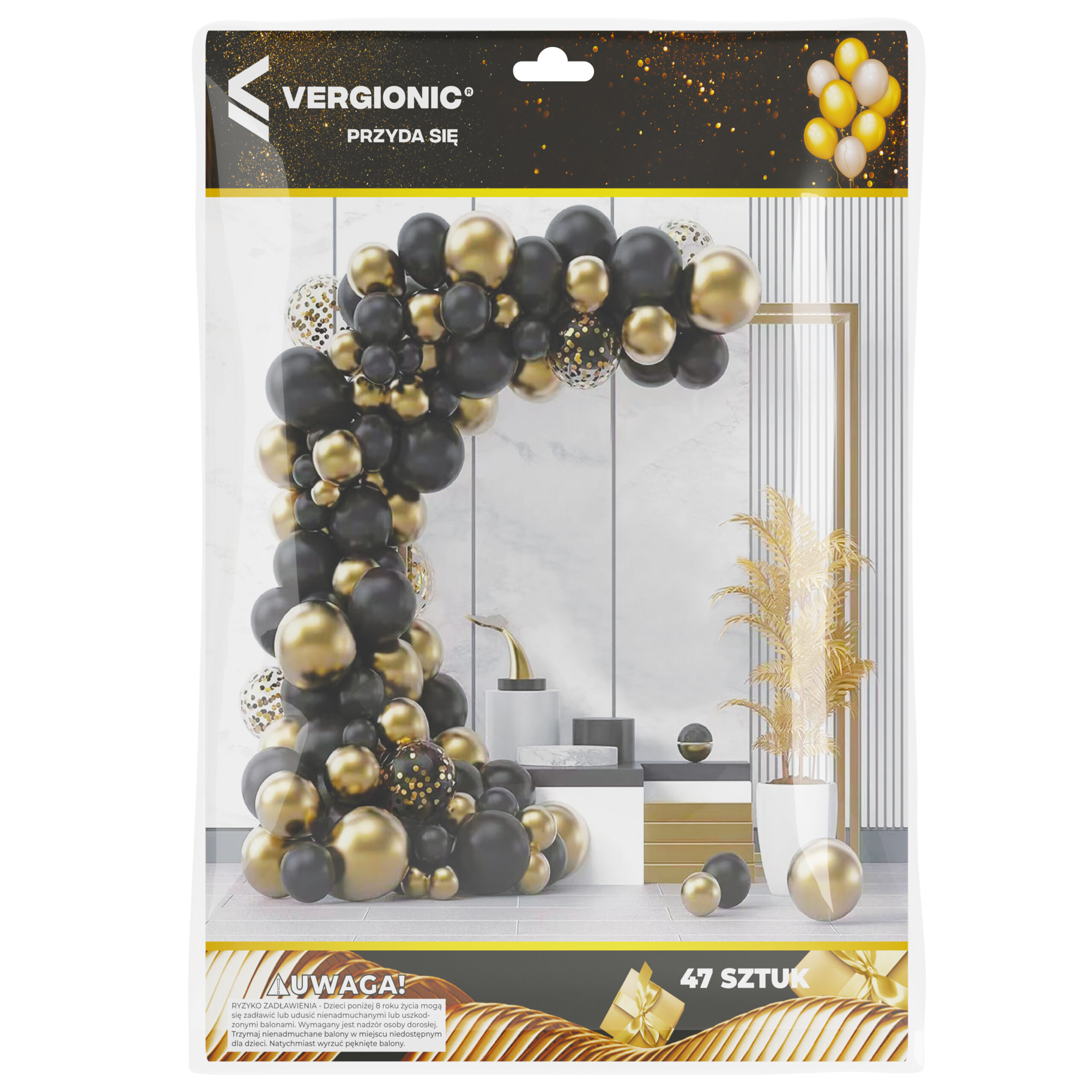 Girlanda czarno-złota 45 balonów VERGIONIC 7933_2
